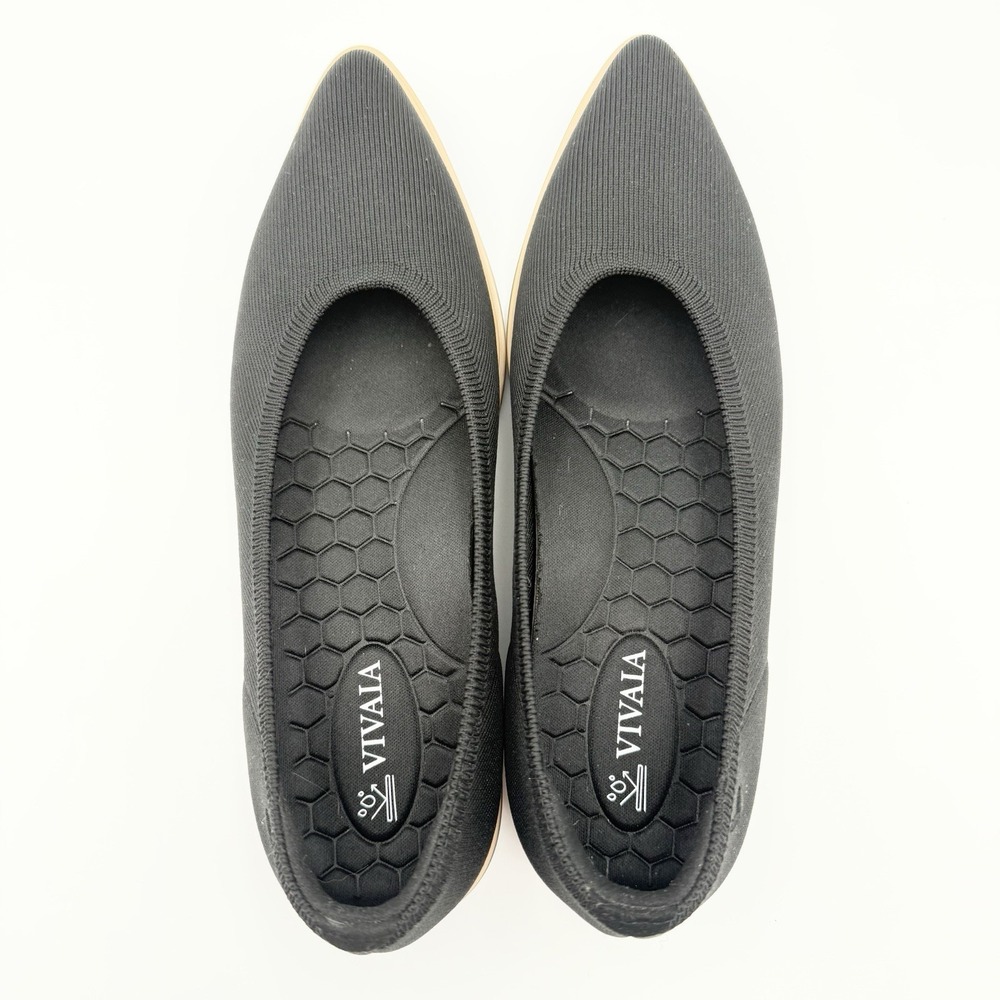 VIVAIA Veronica Pointed-Toe All-Day Standing Flats Sz 37.5 Veronica Black Beige - Picture 6 of 7